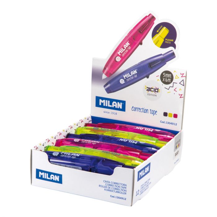 Display box 12 Acid pusher correction tapes 5 mm x 6 m • MILAN