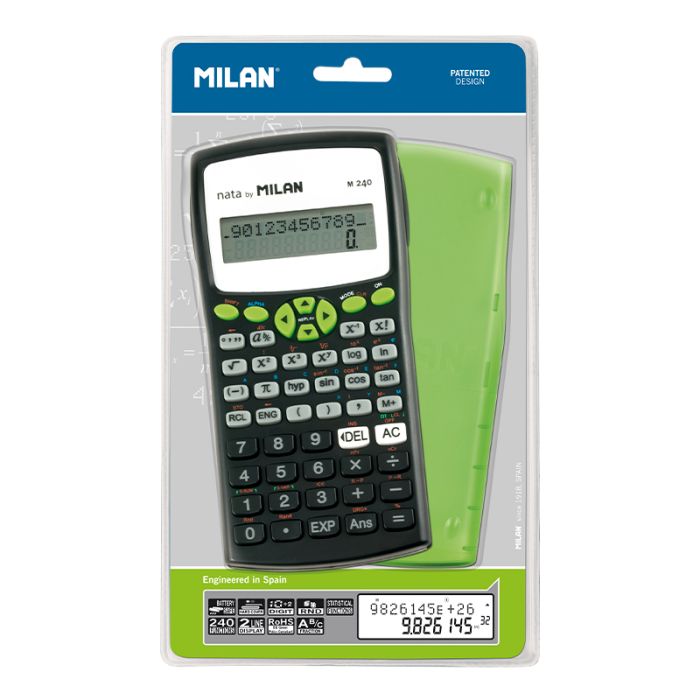 Calculatrice scientifique collège MILAN M240+ Antibactérien Vert