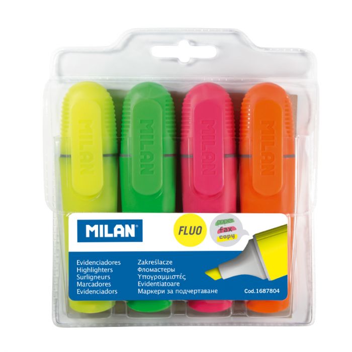 Pack 4 marcadores flúor pastel Milan