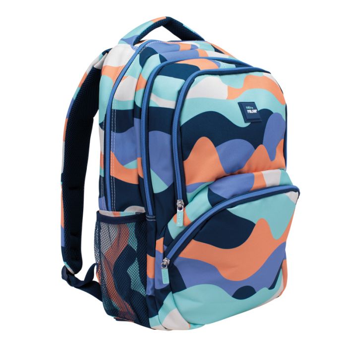 Mochila escolar 4 cremalleras (25 L) serie The Fun, azul • MILAN