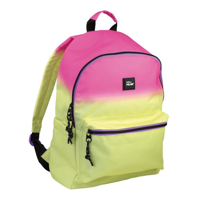 2-zip school backpack (22L) Sunset, yellow-pink • MILAN