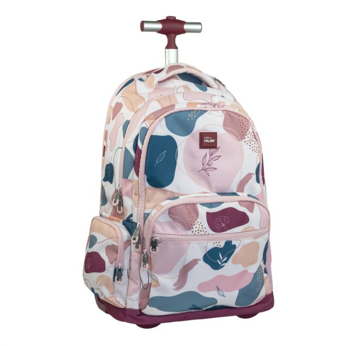 Mochila con ruedas 6 cremalleras (25 l) Slow, rosa • MILAN