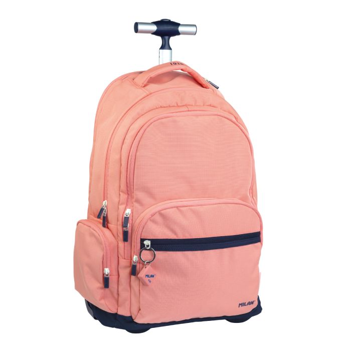 Mochila con ruedas 6 cremalleras (25 L) serie 1918, rosa • MILAN