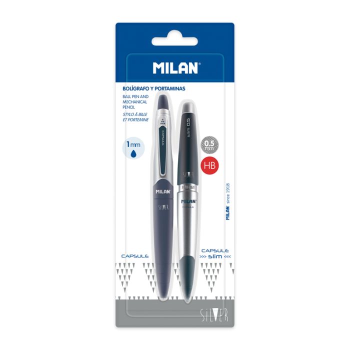 Portaminas milan capsule slim 0,5 mm + 2 recambios de goma en