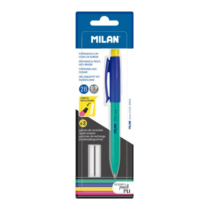 Blister pack PL1 0.9 mm mechanical pencil + 2 spare erasers • MILAN