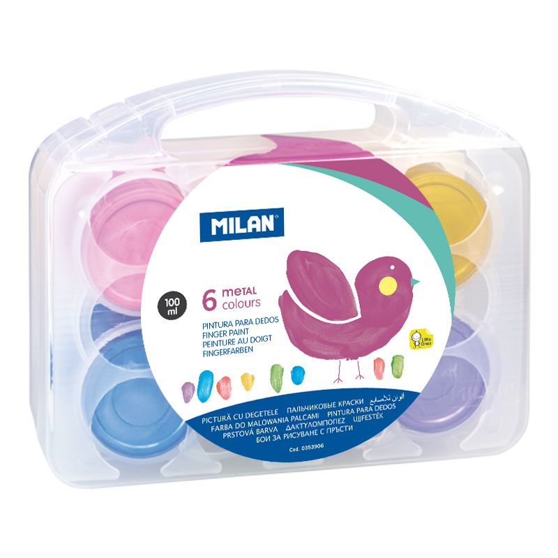 Case 6 pots 100 ml finger paint, metallic colours • MILAN